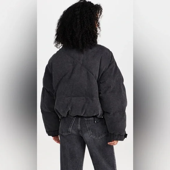 AGOLDE Relaxed 
Nova Denim Puffer In Marbled Blk (washed BIk) Puffer Jacket XS - Picture 3 of 16